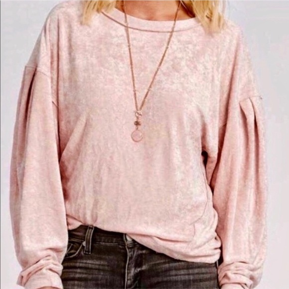 NWT Free People Milan Blush Pink Velvet Top - Picture 9 of 13
